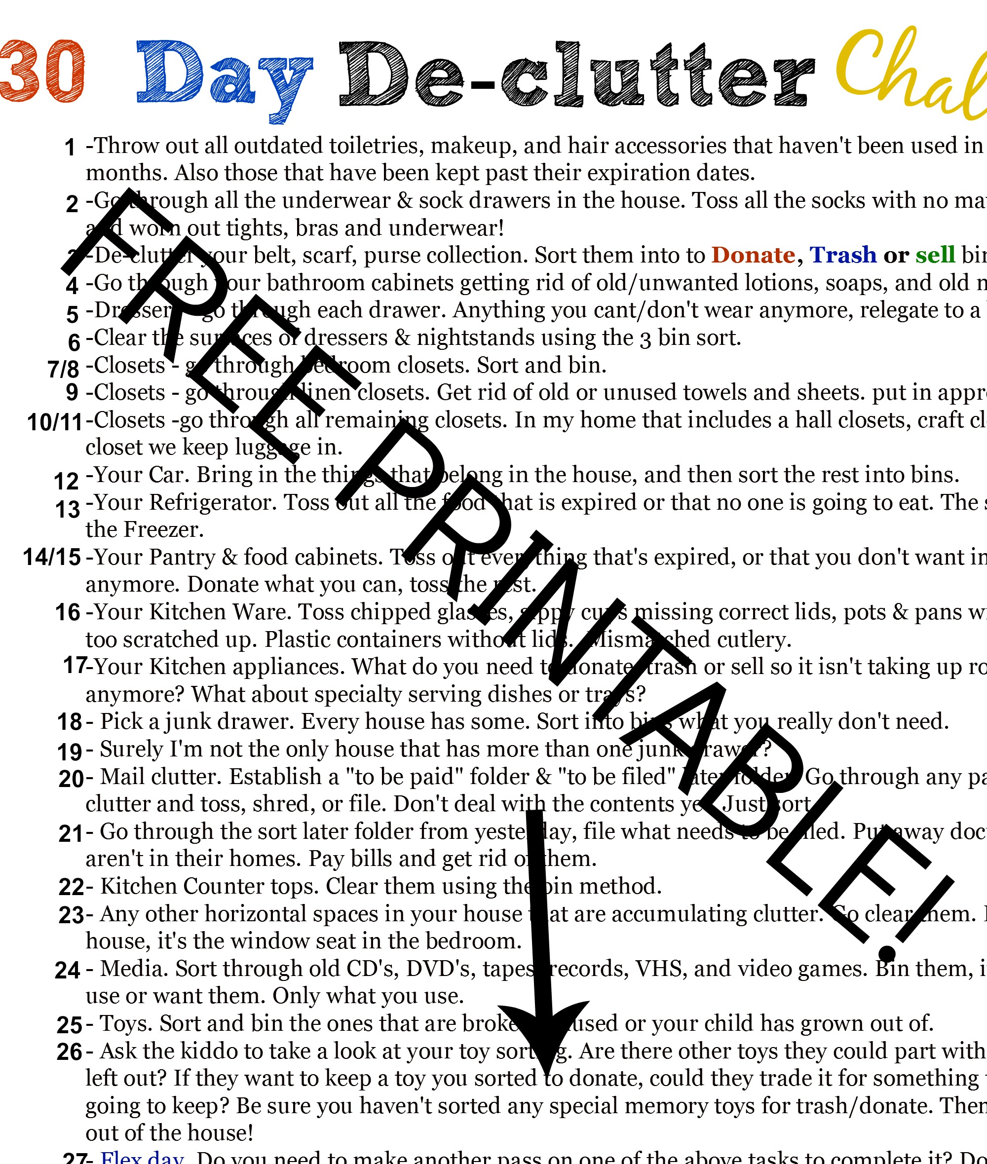 30 Days Of Decluttering Free Printable Everyday Best 30 Days Of Decluttering Free Printable Everyday Best