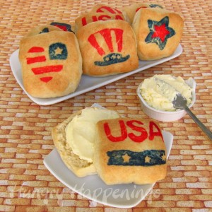 fourth of July recipes, biscuits, decorating with food coloring and stamps, Memorial Day food